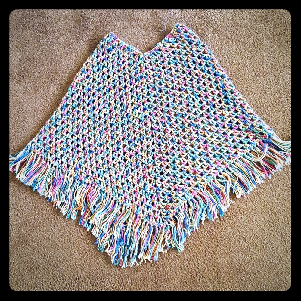 Multicolored Knitted Poncho/Shall